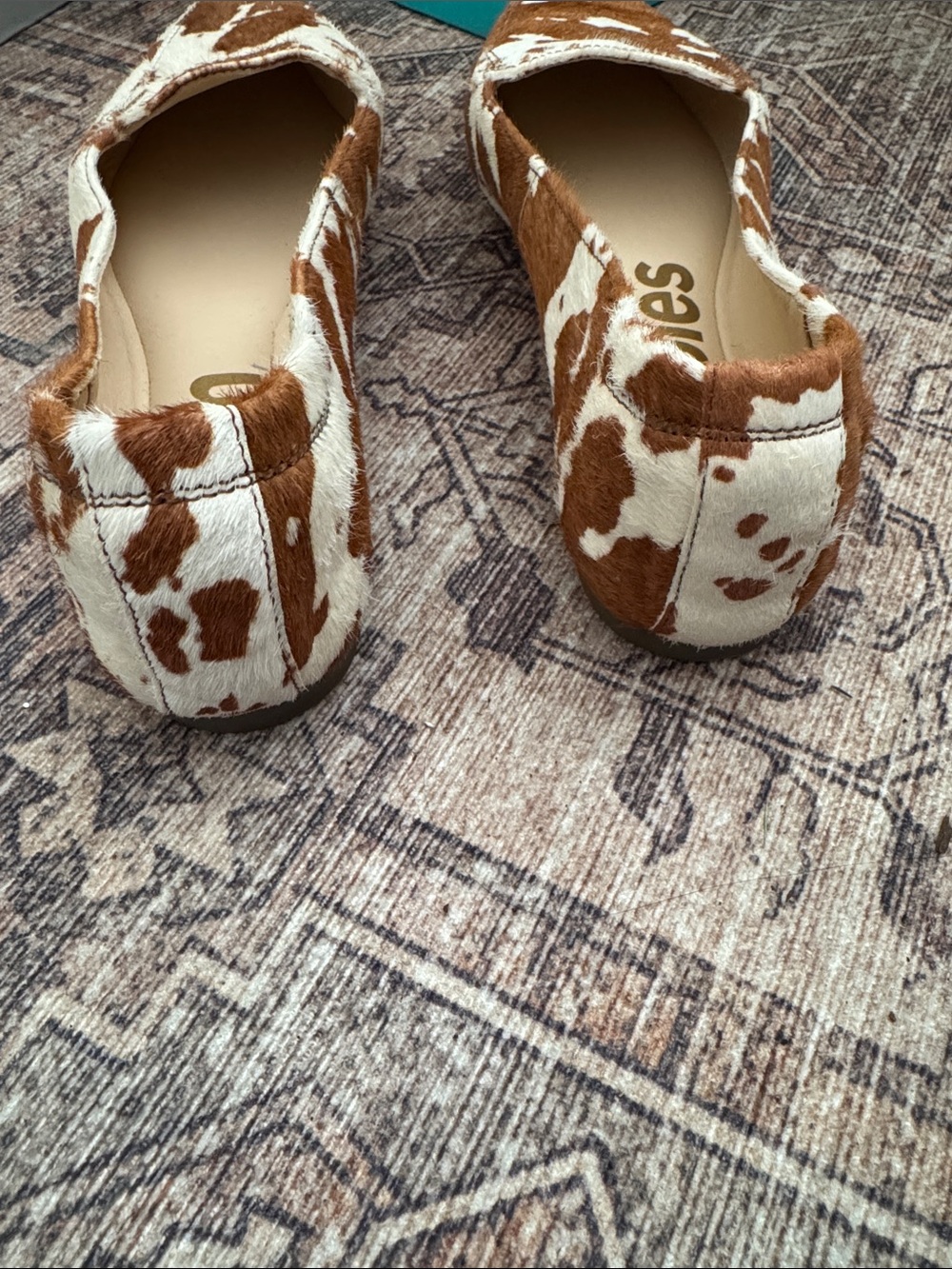 Hush Puppies Cowhide-Print Pointed Toe Flats - Brown & White - Picture 5 of 7